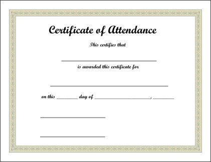 PRINTABLE CERTIFICATES: Printable Certificates of Attendance